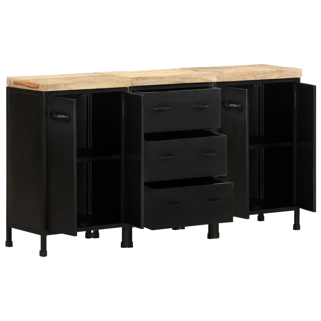 Sideboard with 3 Drawers and 4 Doors Rough Mango Wood