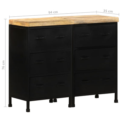 Sideboard with 6 Drawers Rough Mango Wood