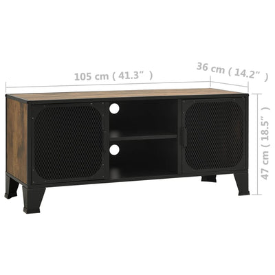 TV Cabinet Rustic Brown 105x36x47 cm Metal and MDF