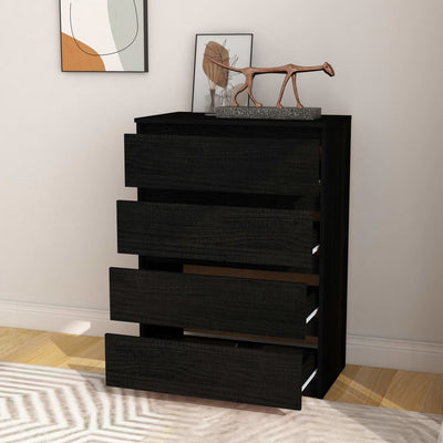 Side Cabinet Black 60x36x84 cm Solid Pinewood