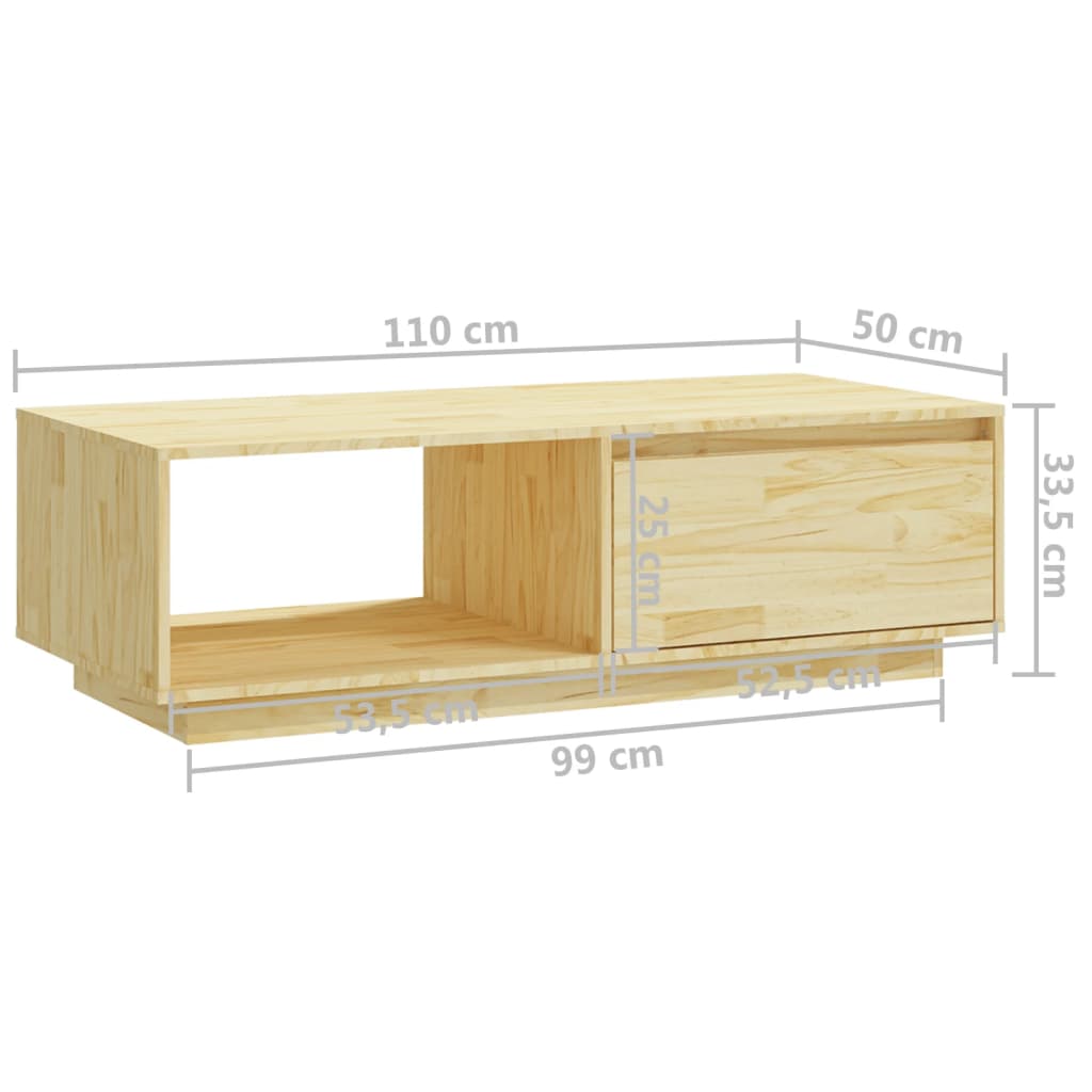 Coffee Table 110x50x33.5 cm Solid Pinewood