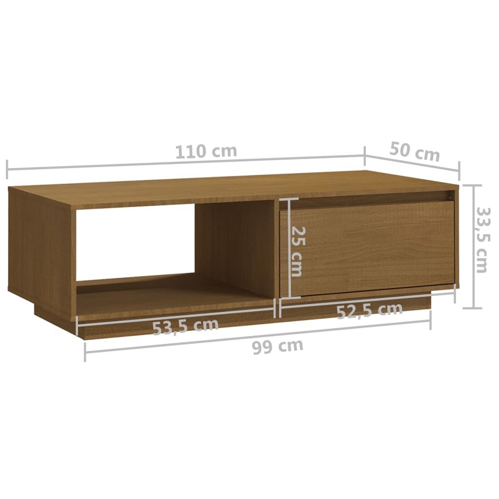 Coffee Table Honey Brown 110x50x33.5 cm Solid Pinewood