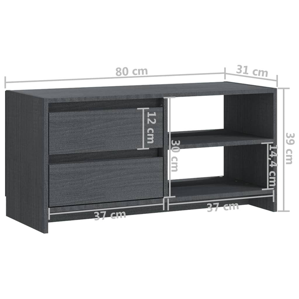 TV Cabinet Grey 80x31x39 cm Solid Pinewood