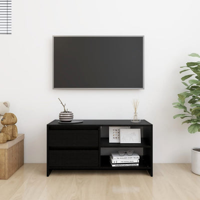 TV Cabinet Black 80x31x39 cm Solid Pinewood
