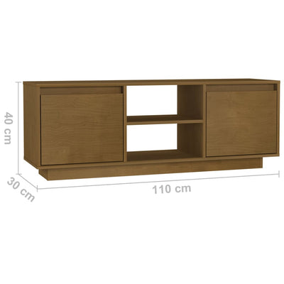 TV Cabinet Honey Brown 110x30x40 cm Solid Pinewood