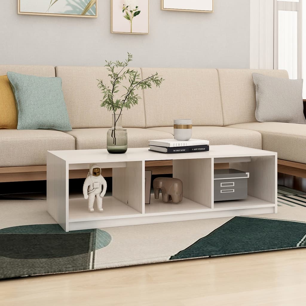 Coffee Table White 110x50x34 cm Solid Pinewood