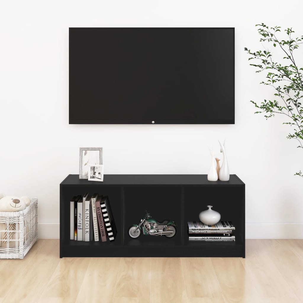 TV Cabinet Black 104x33x41 cm Solid Pinewood