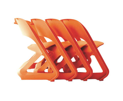 ArtissIn Set of 4 Dining Chairs Office Cafe Lounge Seat Stackable Plastic Leisure Chairs Orange