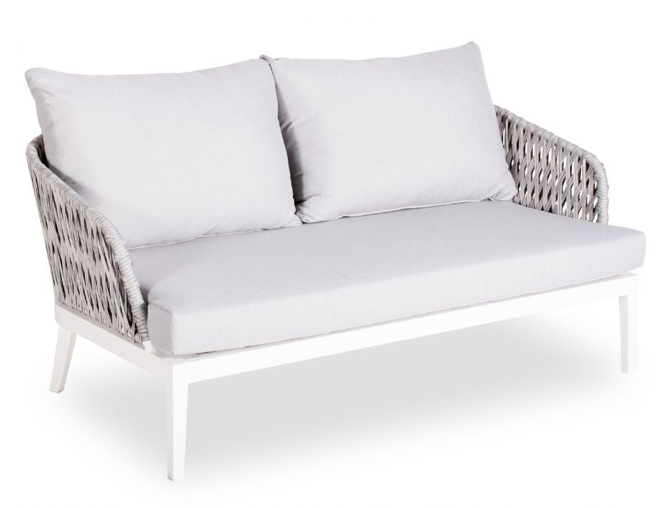 Alma Lounge Chair - Outdoor - Two Seater - White - Light Grey Cushion