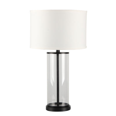 Left Bank Table Lamp - Black w White Shade