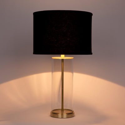 Left Bank Table Lamp - Brass w Black Shade