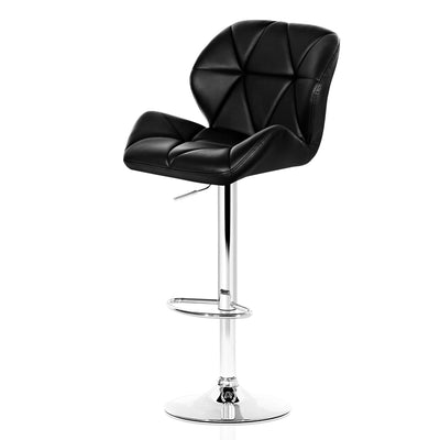Artiss 2x Bar Stools Gas Lift Kitchen Swivel Chairs Leather Chrome Black
