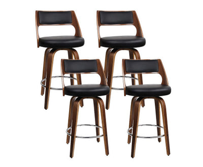 Artiss Set of 4 Wooden Bar Stools PU Leather - Black and Wood