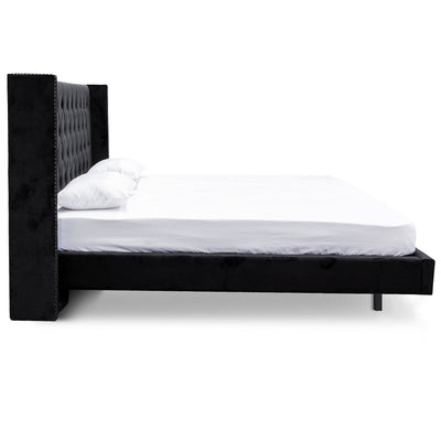 King Bed Frame - Black Velvet