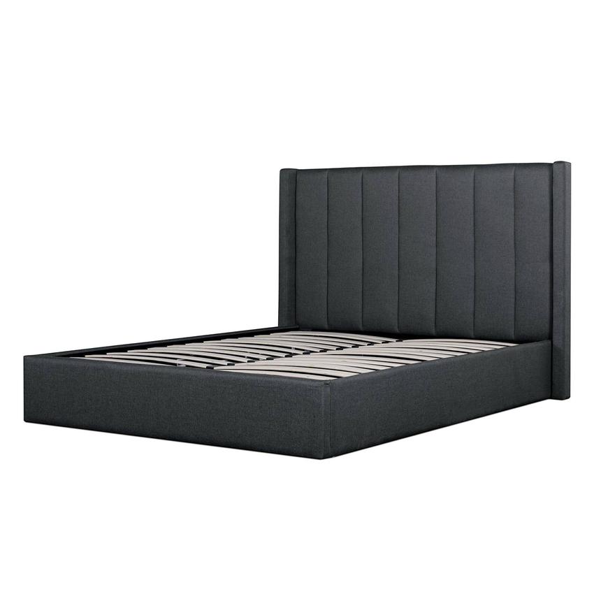 Fabric Queen Bed - Charcoal Grey with Storage