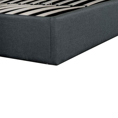 Fabric King Bed in Charcoal Grey with Storage