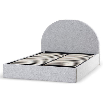 Queen Sized Bed Frame - Pepper Boucle with Storage