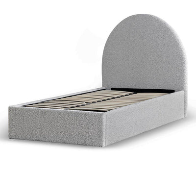 Single Sized Bed Frame - Pepper Boucle with Storage