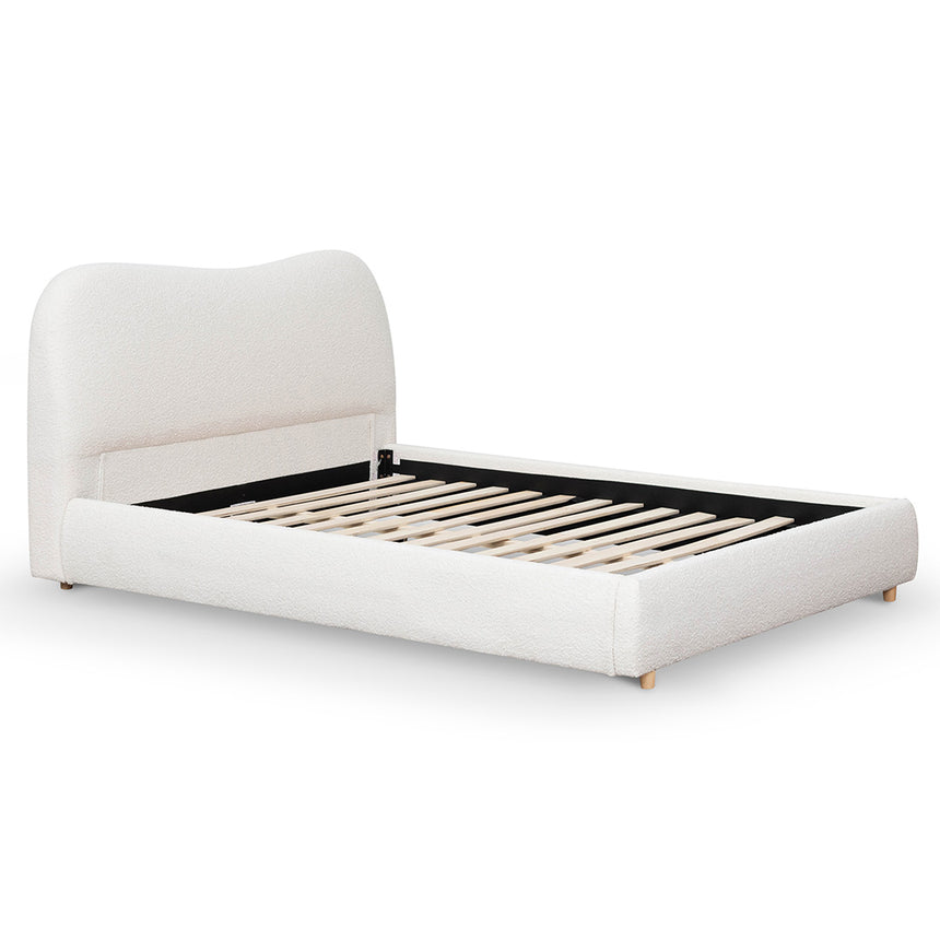 Queen Bed Frame - Cream White Boucle