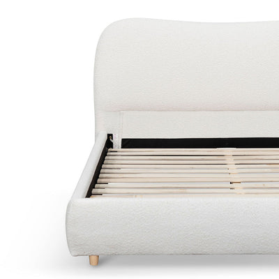 Queen Bed Frame - Cream White Boucle