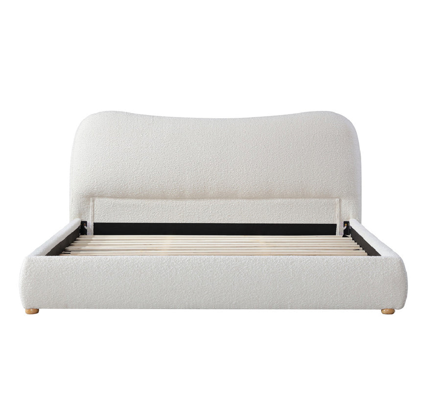 King Bed Frame - Cream White Boucle