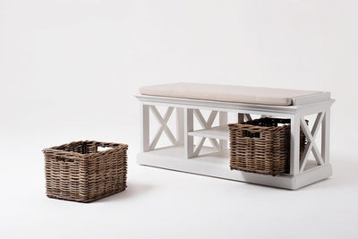 Bench & Basket Set - Classic White