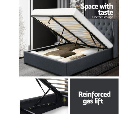 Artiss Bed Frame Queen Size Gas Lift Charcoal ISSA