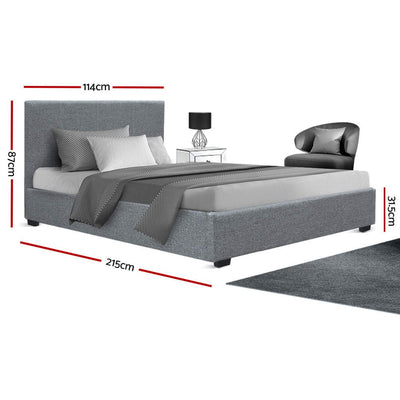 Artiss King Single Size Gas Lift Bed Frame Base With Storage Mattress Grey Fabric NINO