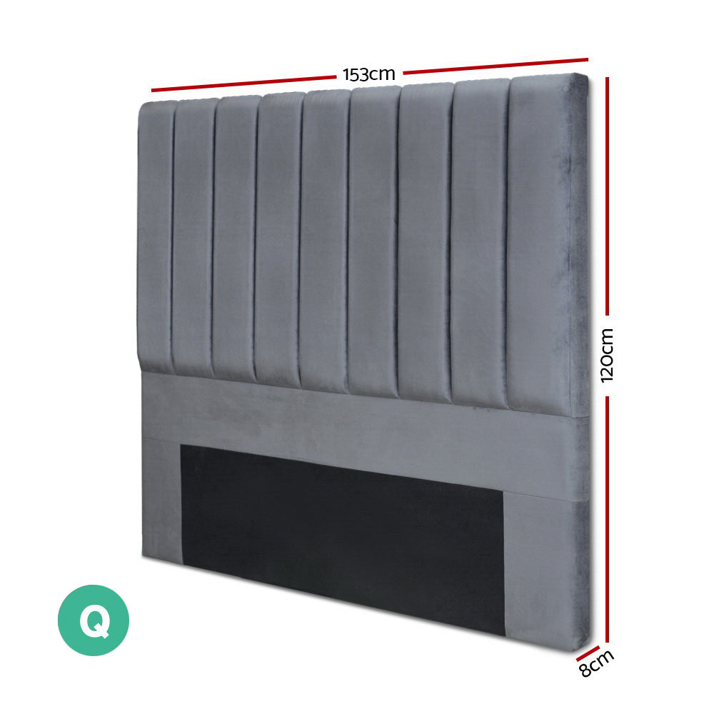 Artiss Queen Size Fabric Bed Headboard - Grey