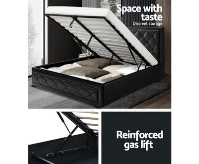 Artiss Bed Frame Double Size Gas Lift Black TIYO