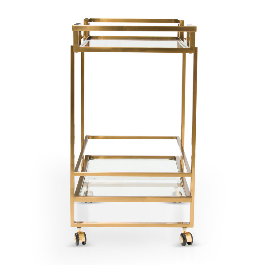 Glass Bar Cart - Brushed Gold