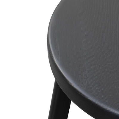 46cm Wooden Seat Low Stool - Full Black