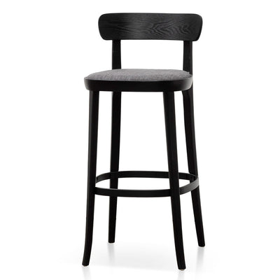65cm Fabric Bar Stool - Black with Pepper Grey Seat (Set Of 2)
