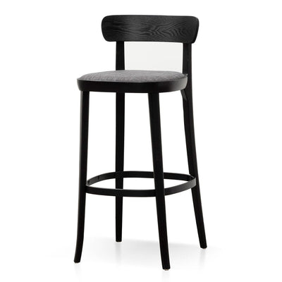 65cm Fabric Bar Stool - Black with Pepper Grey Seat (Set Of 2)
