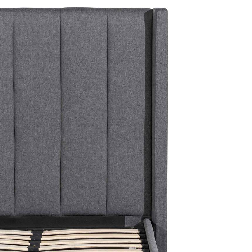 Fabric Single Bed Frame - Charcoal Grey with Storage