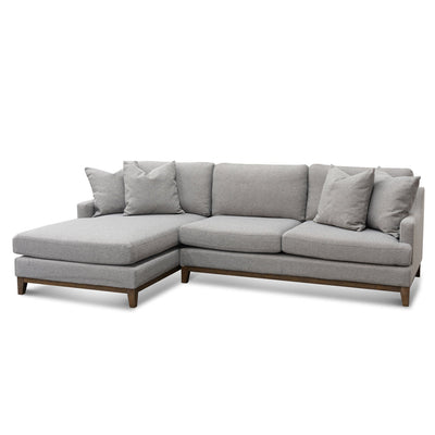 3 Seater Left Chaise Fabric Sofa - Grey