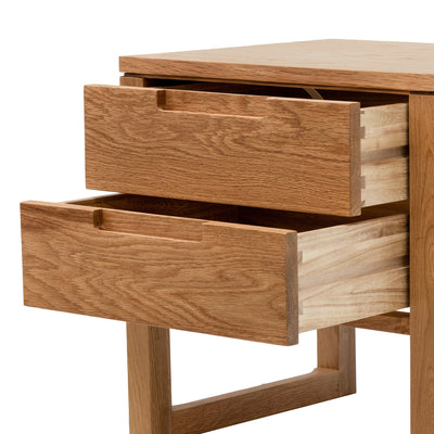 2 Drawer Wooden Bedside Table - Natural Oak