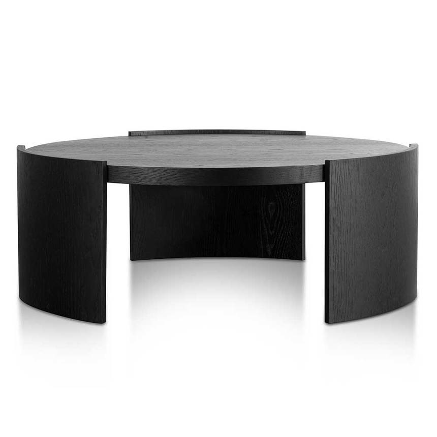 100cm Wooden Round Coffee Table Black House of Isabella AU