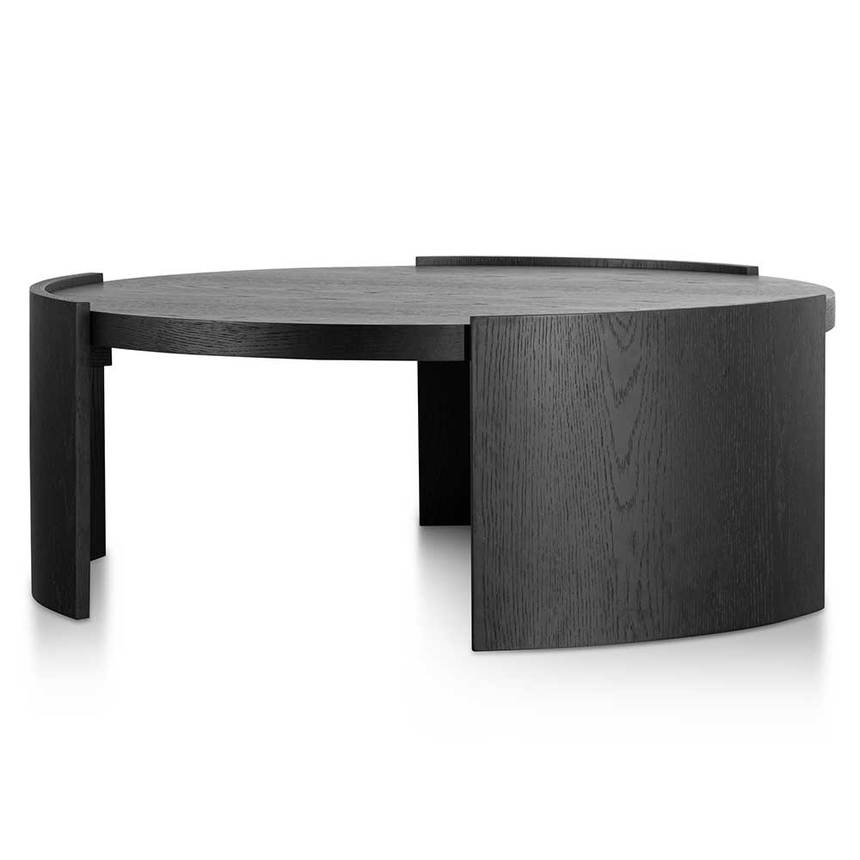 100cm Wooden Round Coffee Table Black House of Isabella AU