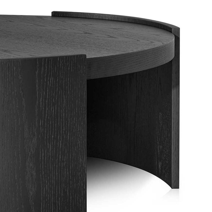 100cm Wooden Round Coffee Table Black House of Isabella AU