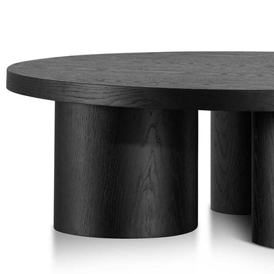 100cm Wooden Round Coffee Table - Black