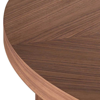 100cm Wooden Round Coffee Table - Walnut