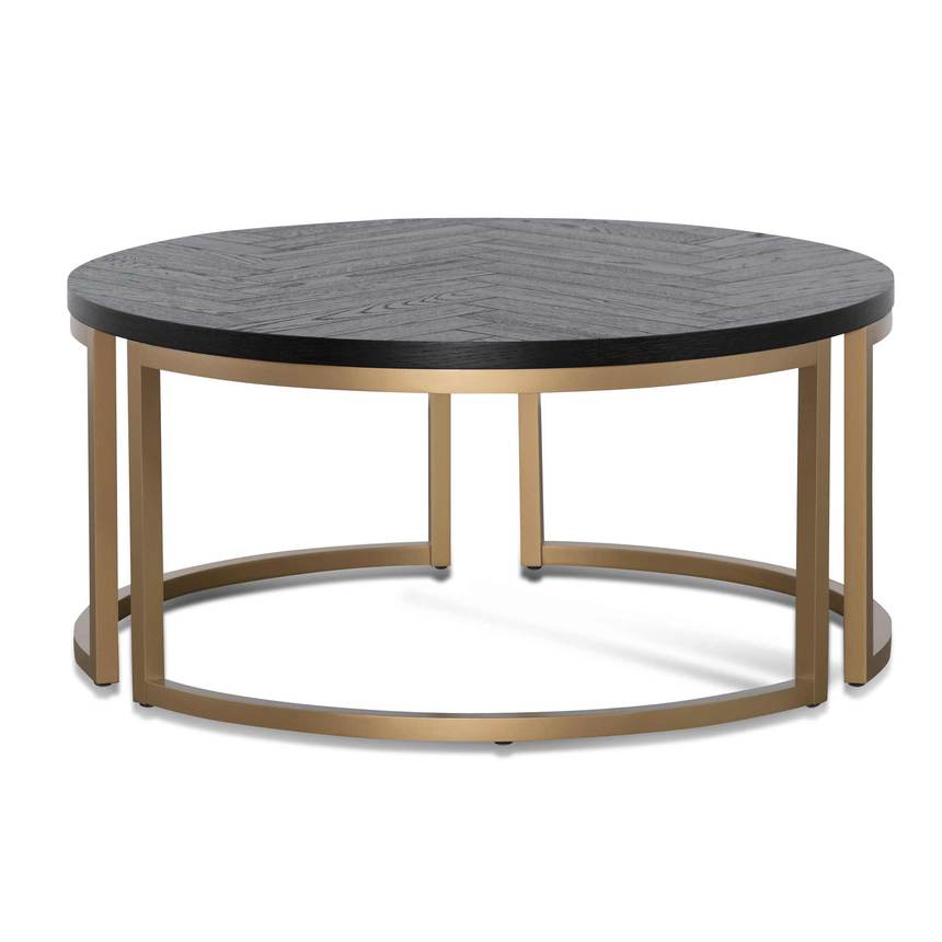 Round Coffee Table - Peppercorn and Brass