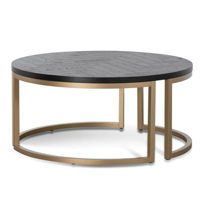 Round Coffee Table - Peppercorn and Brass