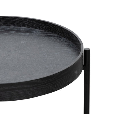 44cm Round Side Table - Full Black