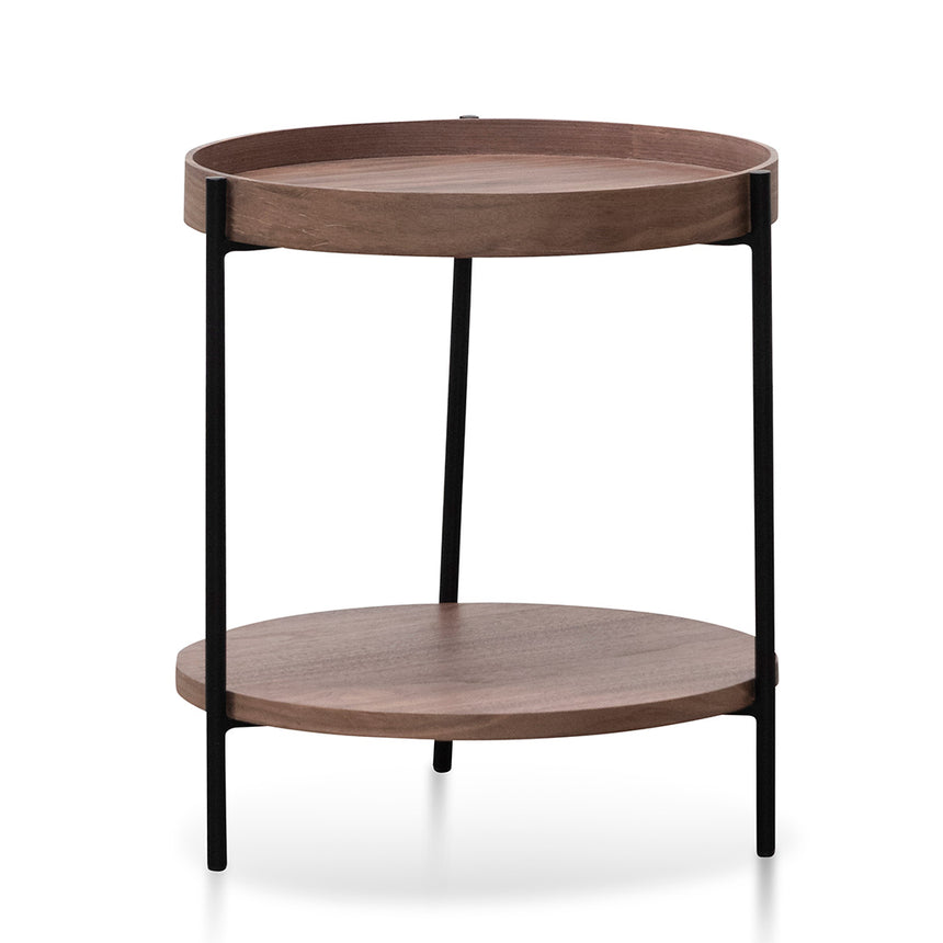 44cm Round Side Table - Walnut