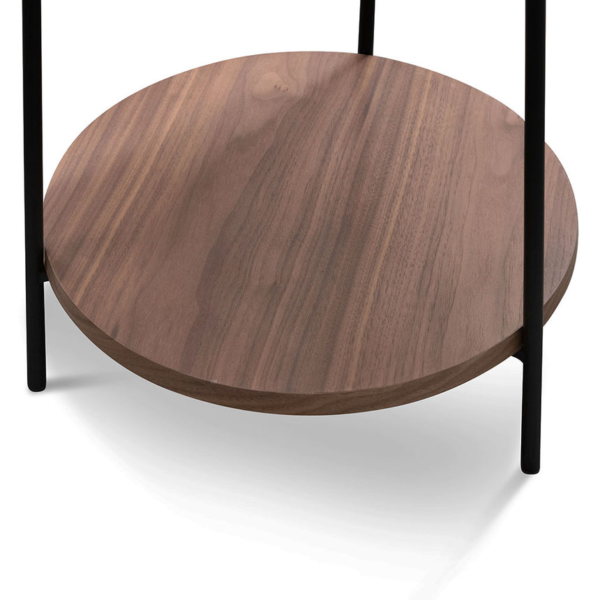44cm Round Side Table - Walnut