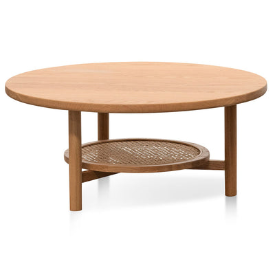 Solid Oak Round Coffee Table - Natural