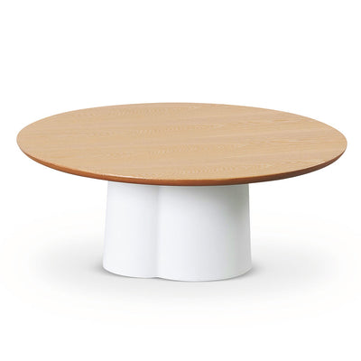 80cm Round Natural Coffee Table - White