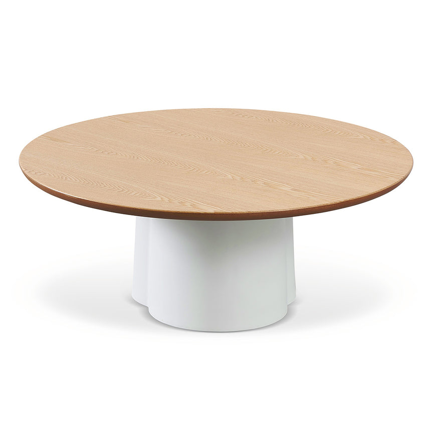 80cm Round Natural Coffee Table - White